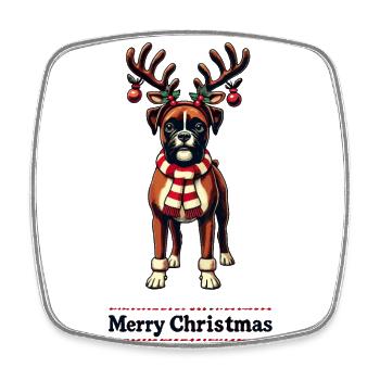 Merry Christmas Boxer Dog Motif - Square fridge magnet - white - Front
