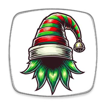 Chapeau de nain de Noël avec costume de cloche - Magnet carré - blanc - Devant