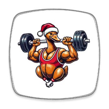 Drôle de motif de musculation d’oie de Noël - Magnet carré - blanc - Devant