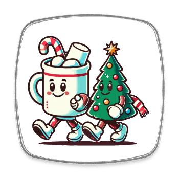 Merry Christmas Retro Vintage Look - Square fridge magnet - white - Front