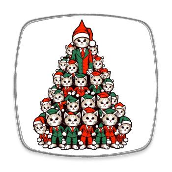 Noël arbre de Noël chats - Magnet carré - blanc - Devant