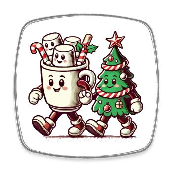 Merry Christmas Retro Style Vintage - Square fridge magnet - white - Front
