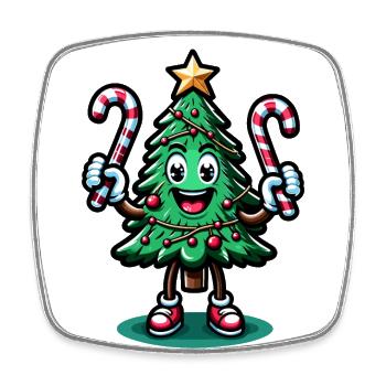 WeMerry Christmas Tree with Candy Canes Retr - Square fridge magnet - white - Front