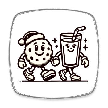 Christmas Vintage Biscuit And Milk Fun - Square fridge magnet - white - Front