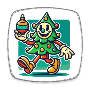 Fröhlicher Retro Weihnachtsbaum Cartoon - Viereckiger Kühlschrankmagnet - Weiß - Vorne