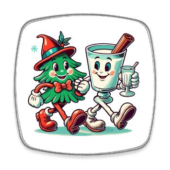 Fröhliche Weihnachten Retro Vintage Party - Viereckiger Kühlschrankmagnet - Weiß - Vorne