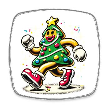 Lustiger Weihnachtsbaum Im Comicstil - Viereckiger Kühlschrankmagnet - Weiß - Vorne