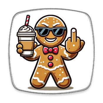 Christmas gingerbread man with attitude - Square fridge magnet - white - Front