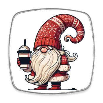 Weihnachten Gnom Mit Kaffee Für Kaffeeliebhaber - Viereckiger Kühlschrankmagnet - Weiß - Vorne
