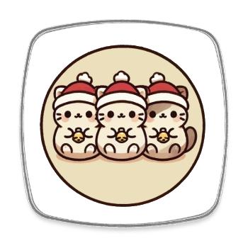 Chats mignons avec des chapeaux de Noël - Magnet carré - blanc - Devant