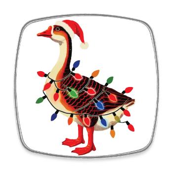Weihnachtlicher Tollpatsch Gans Mit Lichterkette - Viereckiger Kühlschrankmagnet - Weiß - Vorne