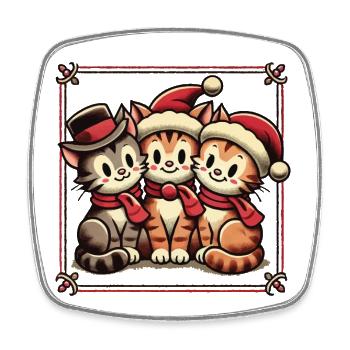 niCute Cats Noël Style Rétro - Magnet carré - blanc - Devant