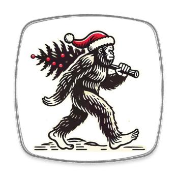 Bigfoot de Noël avec arbre - Magnet carré - blanc - Devant