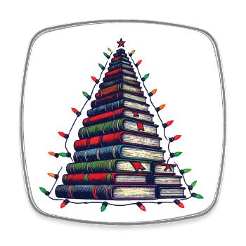 Book tree for book lovers at Christmas - Square fridge magnet - white - Front