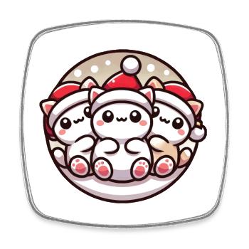 Chats mignons Noël Joie - Magnet carré - blanc - Devant