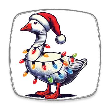 Lustiger Tollpatsch Weihnachten Gans - Viereckiger Kühlschrankmagnet - Weiß - Vorne