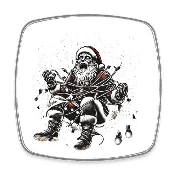 Père Noël choc électrique design humoristique - Magnet carré - blanc - Devant
