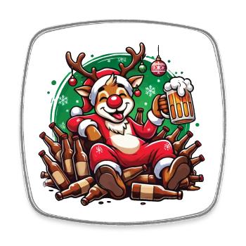 Funny Reindeer Christmas Fun for Beer Lovers - Square fridge magnet - white - Front