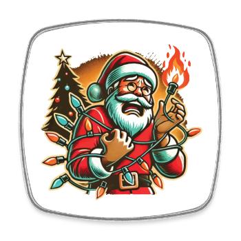 Père Noël avec humour de choc électrique - Magnet carré - blanc - Devant