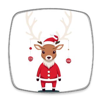 Merry Reindeer Christmas Outfit - Square fridge magnet - white - Front