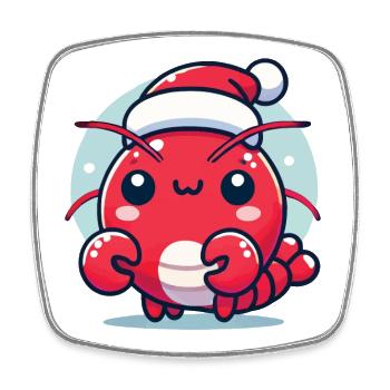 Funny Lobster with Santa Hat - Square fridge magnet - white - Front