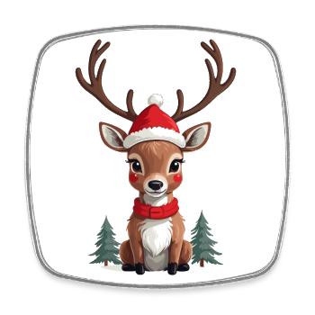 Joyeux Noël Renne Illustration - Magnet carré - blanc - Devant