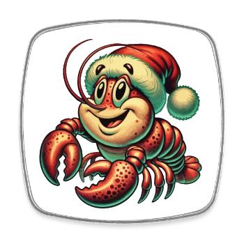 Weihnachtshummer Mit Mütze - Viereckiger Kühlschrankmagnet - Weiß - Vorne