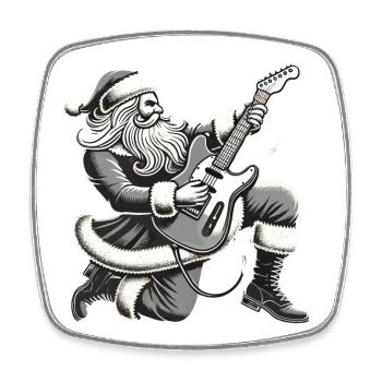Rocking Santa Claus with guitar - Square fridge magnet - white - Front