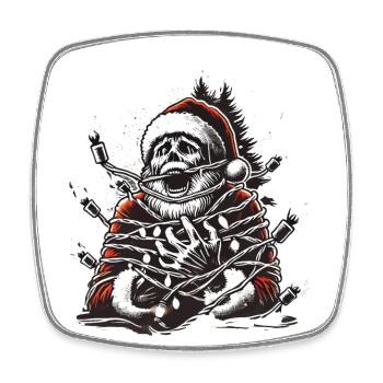 Père Noël Électrocution Sombre Oeuvre - Magnet carré - blanc - Devant