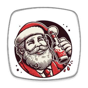Santa Liebt Alkohol Weihnachtsfreude - Viereckiger Kühlschrankmagnet - Weiß - Vorne