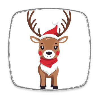 Cute Reindeer with Santa Hat - Square fridge magnet - white - Front
