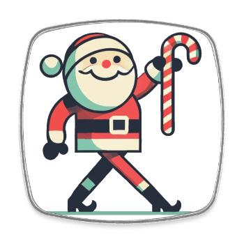 lustiHappy Santa with candy cane - Square fridge magnet - white - Front