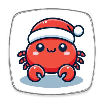 Fröhliche Krabbe Weihnachten Hut - Viereckiger Kühlschrankmagnet - Weiß - Vorne