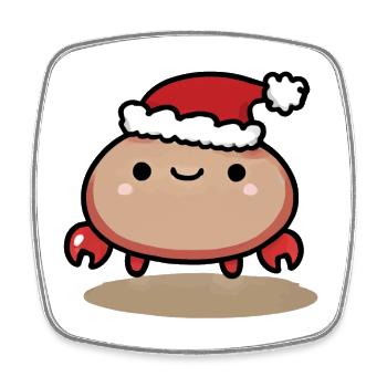 Cute Christmas crab with hat - Square fridge magnet - white - Front