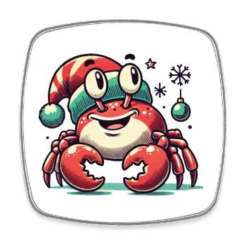 Christmas Crab Joy With Hat - Square fridge magnet - white - Front