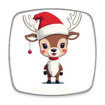 Cute Reindeer Christmas Design - Square fridge magnet - white - Front