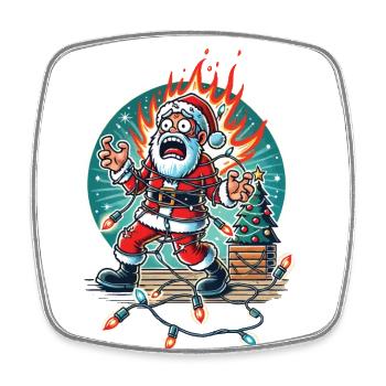 Père Noël Électrocution Chaos Humour - Magnet carré - blanc - Devant