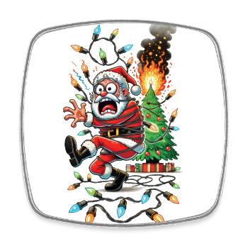 Père Noël Électrocution Chaos Désastre - Magnet carré - blanc - Devant