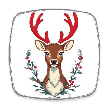 Festliches Rentier Für Weihnachten - Viereckiger Kühlschrankmagnet - Weiß - Vorne