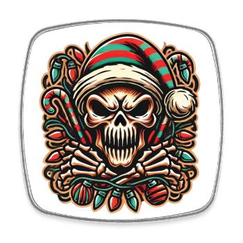 Skull Christmas Skull Spooky Holidays - Square fridge magnet - white - Front