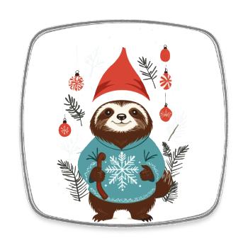 Cozy Christmas Sloth Style - Square fridge magnet - white - Front