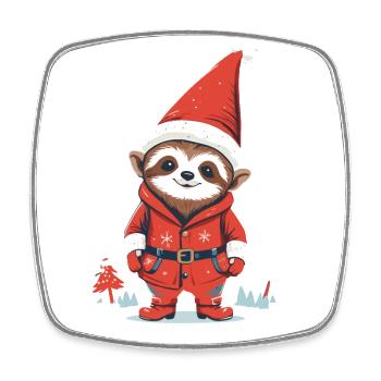 Lazy Santa Claus Sloth Illustration - Square fridge magnet - white - Front