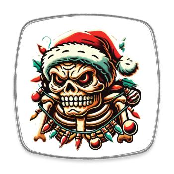 Christmas skull with fairy lights - Square fridge magnet - white - Front