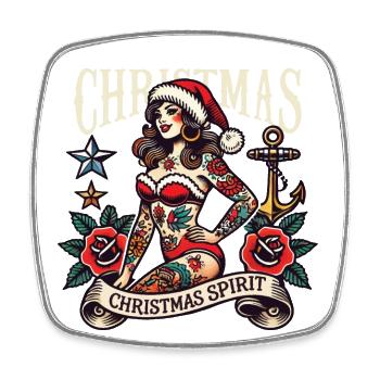 Christmas Spirit Streetwear Tattoo Ästhetik - Viereckiger Kühlschrankmagnet - Weiß - Vorne