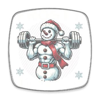 Frosty The Muscle Man Snowman Fitness - Square fridge magnet - white - Front