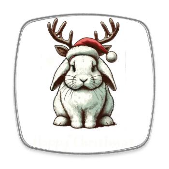 Hoppy Noël drôle renne lapin - Magnet carré - blanc - Devant