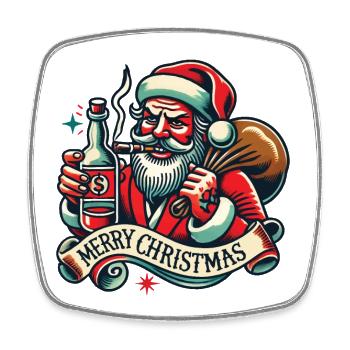 Tattoo Style Christmas Merry Christmas Aesthetic - Square fridge magnet - white - Front