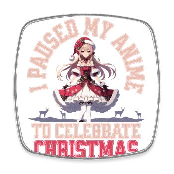 Anime Christmas for fans and lovers - Square fridge magnet - white - Front