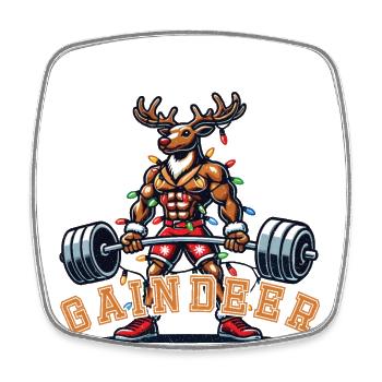 Muscle Reindeer Christmas Fitness Fun Fun - Square fridge magnet - white - Front