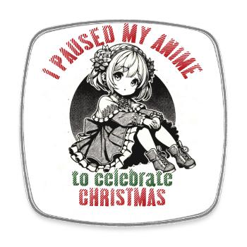 Anime Und Weihnachten Humorvoll Verbunden - Viereckiger Kühlschrankmagnet - Weiß - Vorne